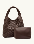 Rylan 19.57 Recycled Alt-Leather Woven Small Tote in BROWN