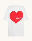 SŚAINT  Red Heart Tee in White with Red // COMING SOON