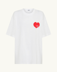 SŚAINT  Red Heart Tee in White with Red // COMING SOON