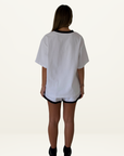 SSAINT Reflective V Neck Tee in White