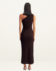 Shona Joy Beau Gathered Asymmetrical Midi Dress in CHOCOLATE // LAST ONE - SIZE 10