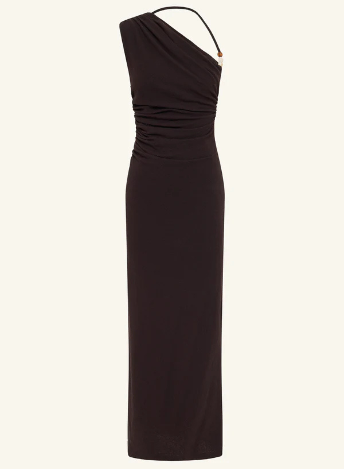 Shona Joy Beau Gathered Asymmetrical Midi Dress in CHOCOLATE // LAST ONE - SIZE 10