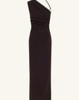 Shona Joy Beau Gathered Asymmetrical Midi Dress in CHOCOLATE // LAST ONE - SIZE 10