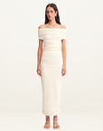 Shona Joy Beau Off Shoulder Midi Dress in IVORY
