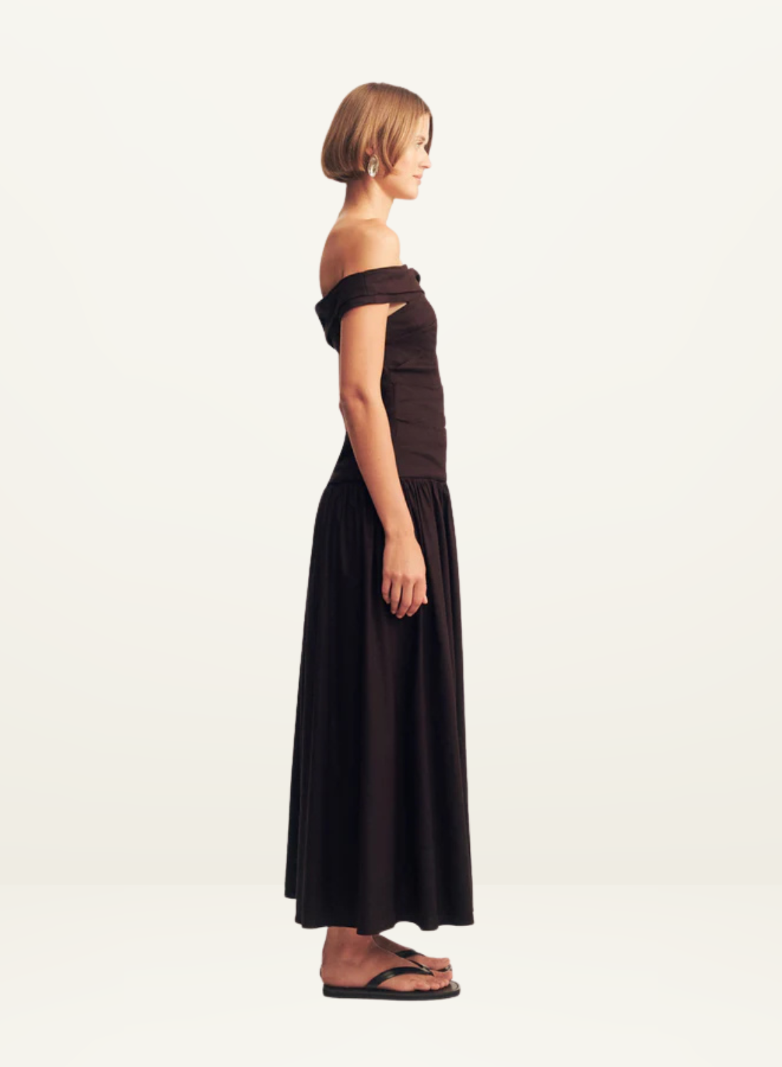Shona Joy Brooks Off Shoulder Maxi Dress in Ganache
