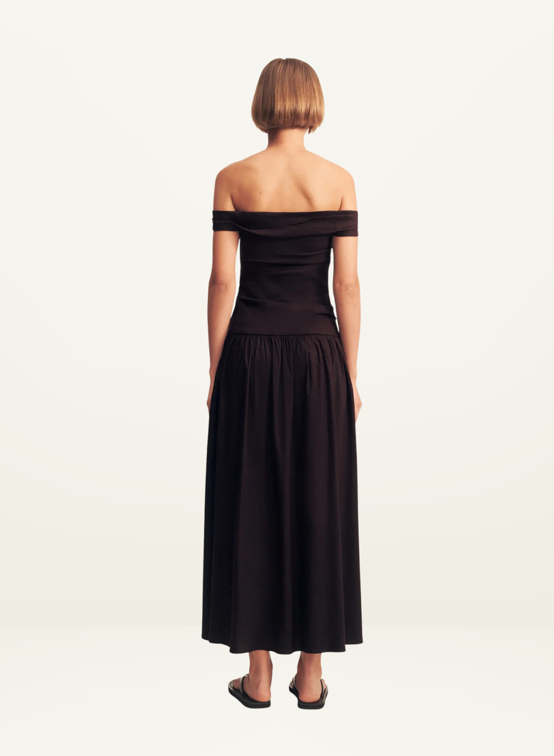 Shona Joy Brooks Off Shoulder Maxi Dress in Ganache