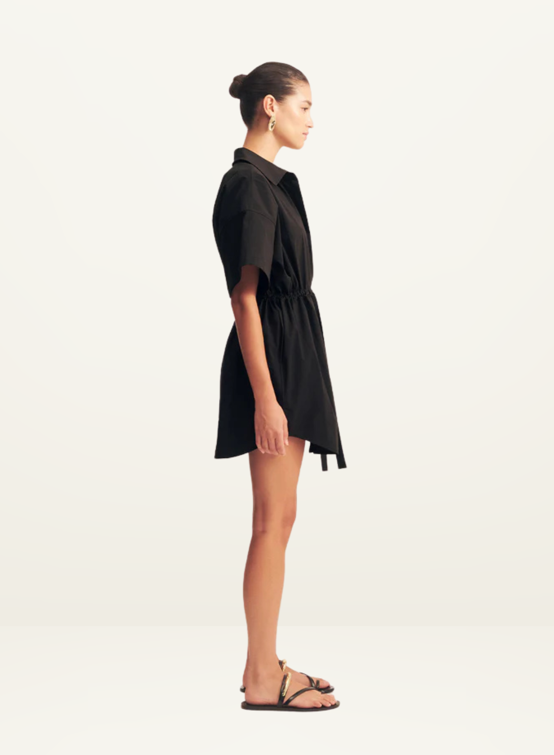 Shona Joy Campbell Short Sleeve Mini Dress in BLACK
