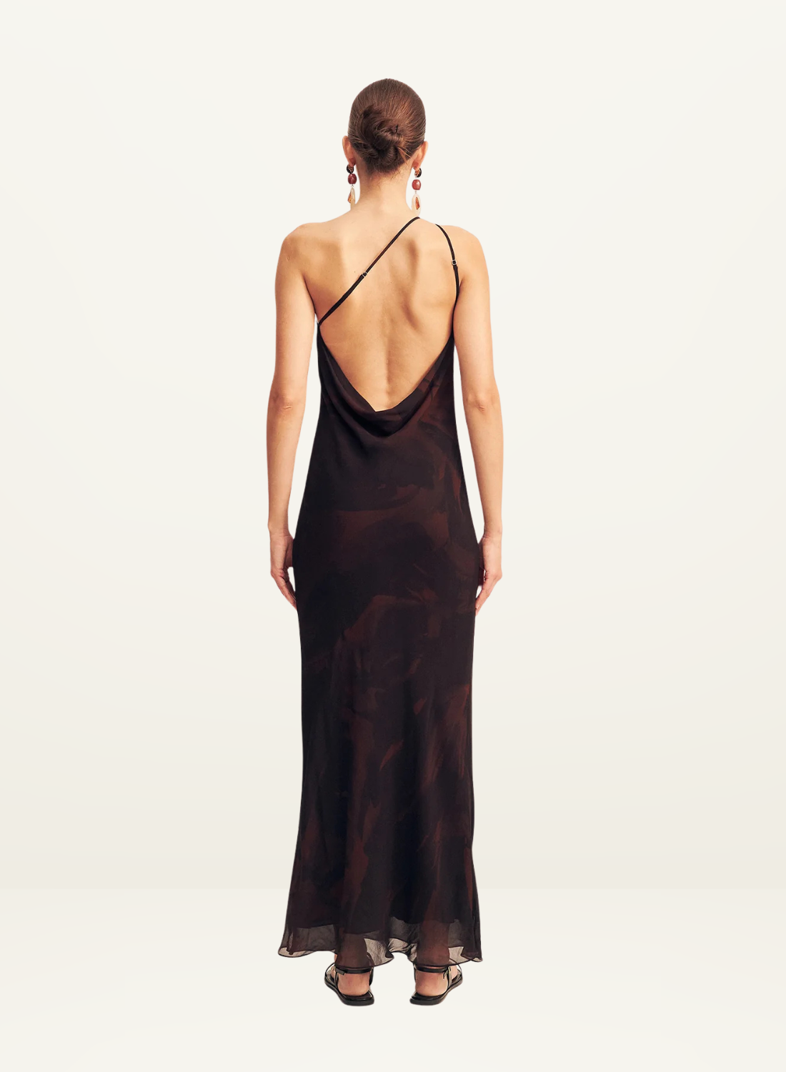 Shona Joy Cazador One Shoulder Cowl Back Maxi Dress in Natura Floral