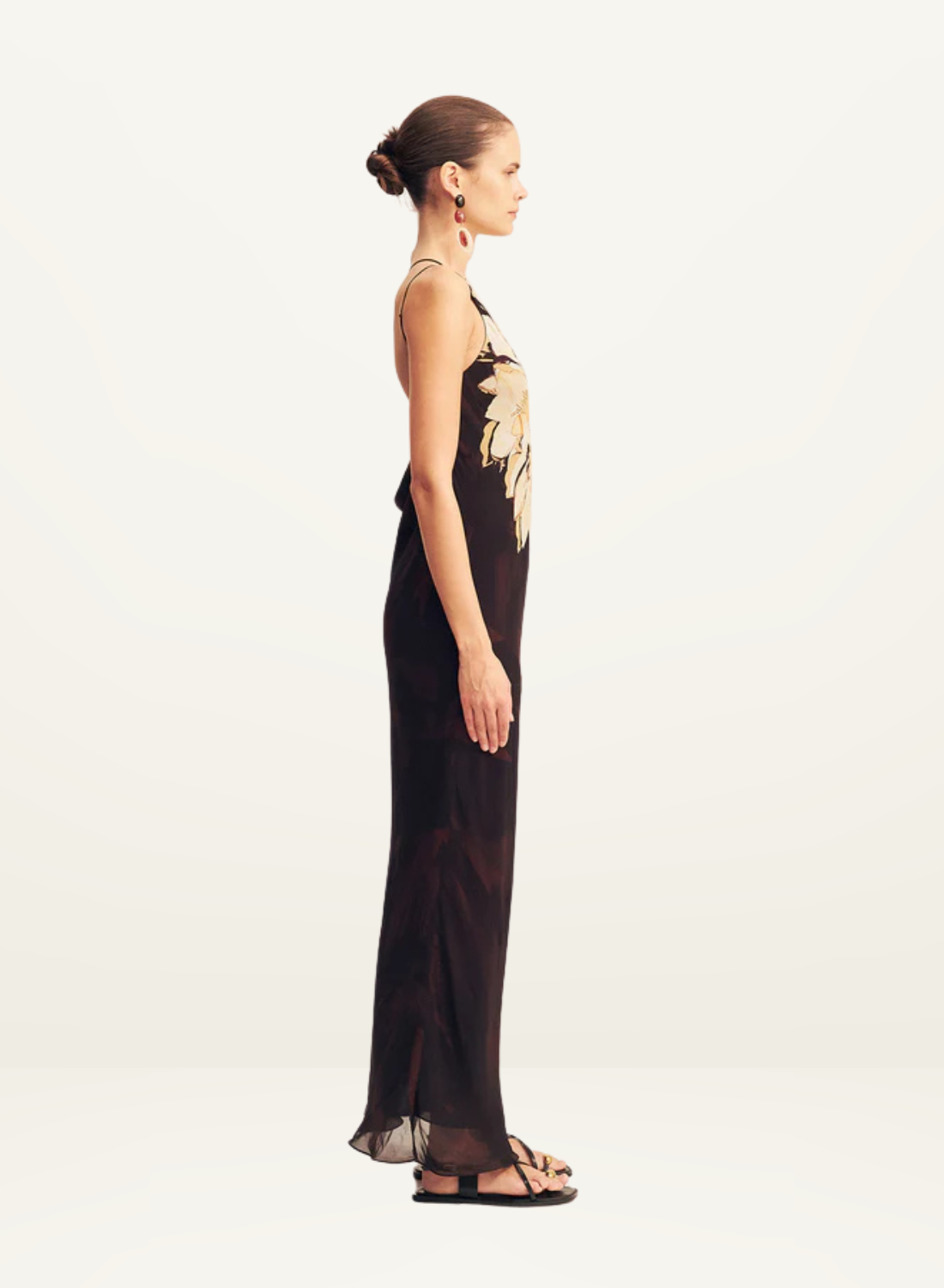 Shona Joy Cazador One Shoulder Cowl Back Maxi Dress in Natura Floral