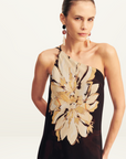 Shona Joy Cazador One Shoulder Cowl Back Maxi Dress in Natura Floral