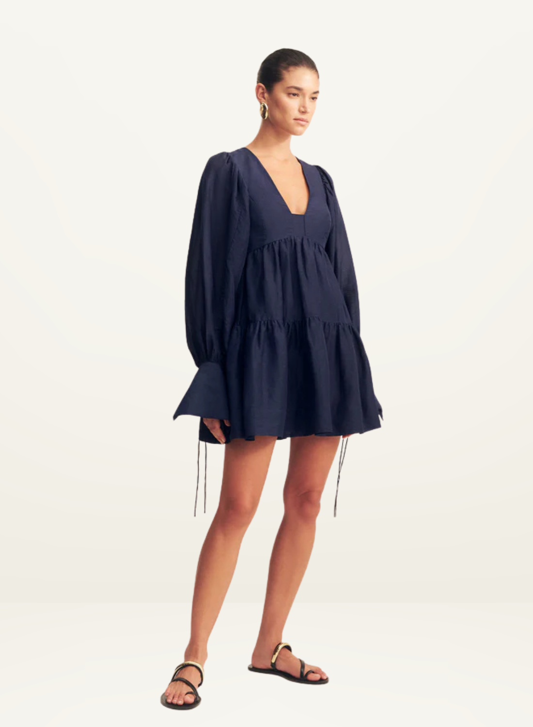Shona Joy Celeste Long Sleeve Mini Dress in MIDNIGHT
