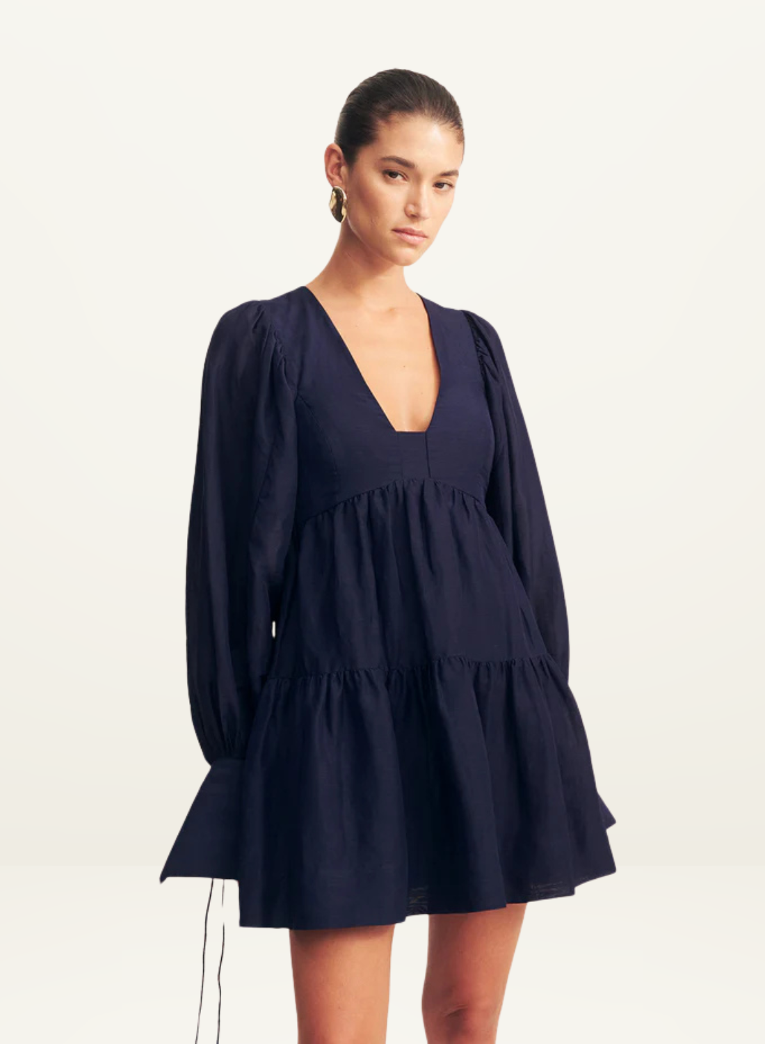 Shona Joy Celeste Long Sleeve Mini Dress in MIDNIGHT