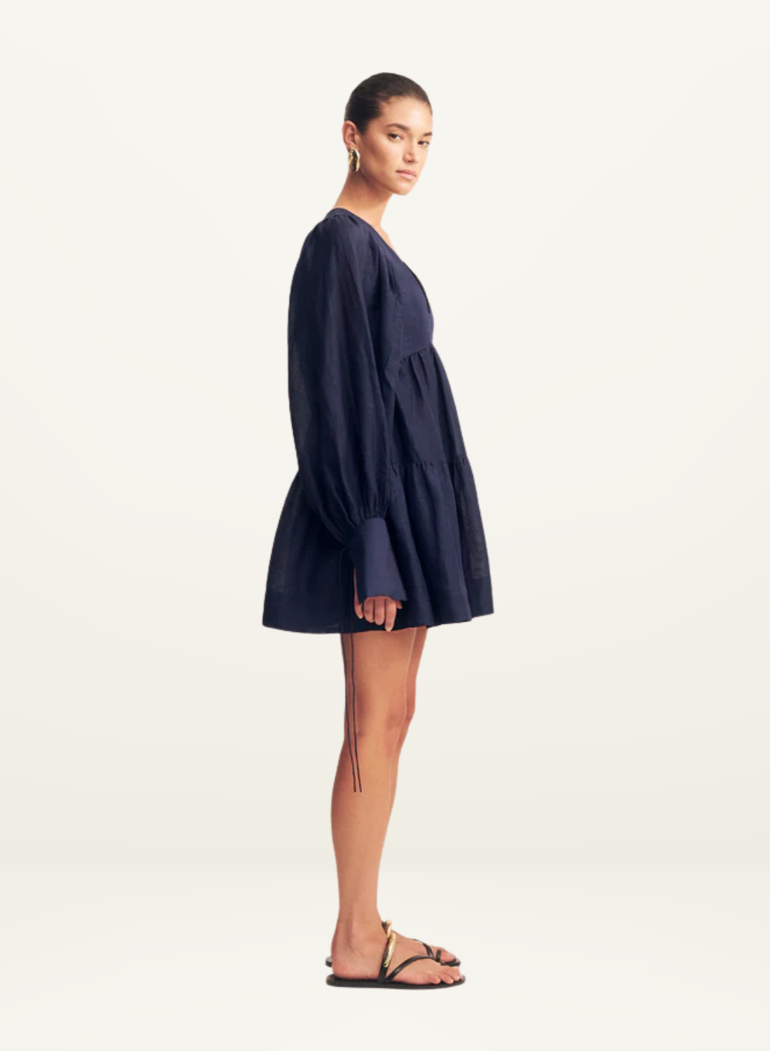 Shona Joy Celeste Long Sleeve Mini Dress in MIDNIGHT