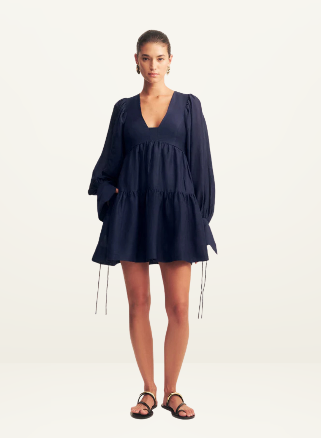 Shona Joy Celeste Long Sleeve Mini Dress in MIDNIGHT