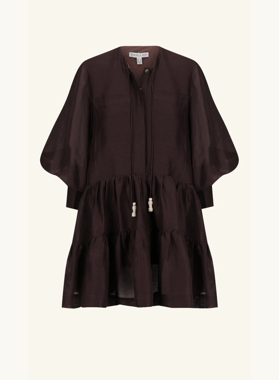 shona joy tiered mini dress Shona Joy Celeste Tiered Mini Dress in GANACHE