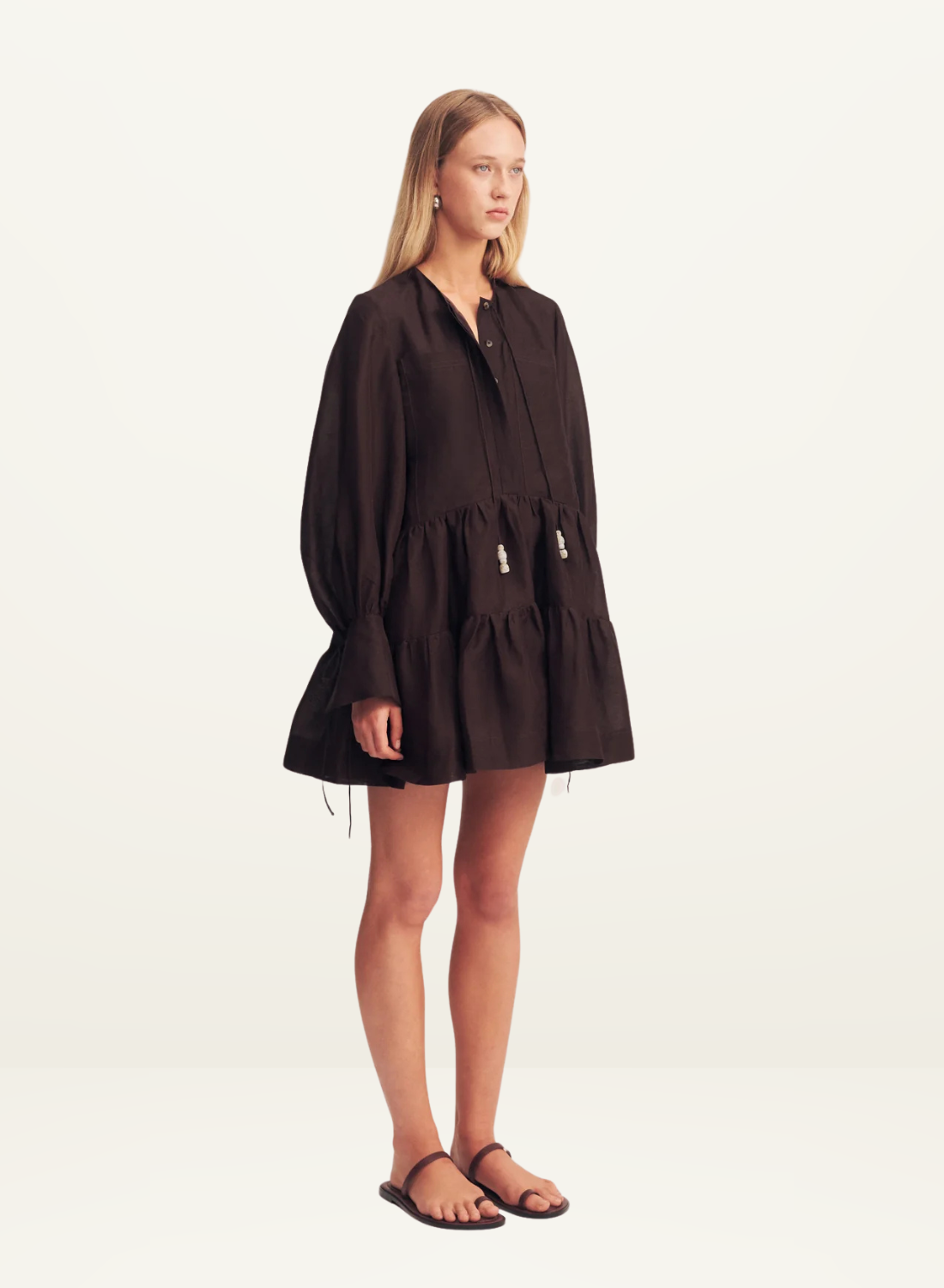 Shona Joy Celeste Tiered Mini Dress in GANACHE