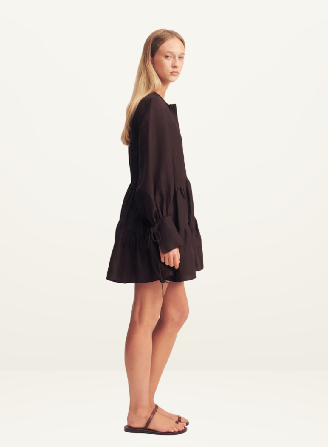 Shona Joy Celeste Tiered Mini Dress in GANACHE
