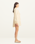 Shona Joy Elio Blouson Mini Dress in Buttercream Stripe