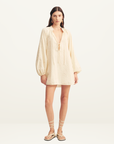 Shona Joy Elio Blouson Mini Dress in Buttercream Stripe