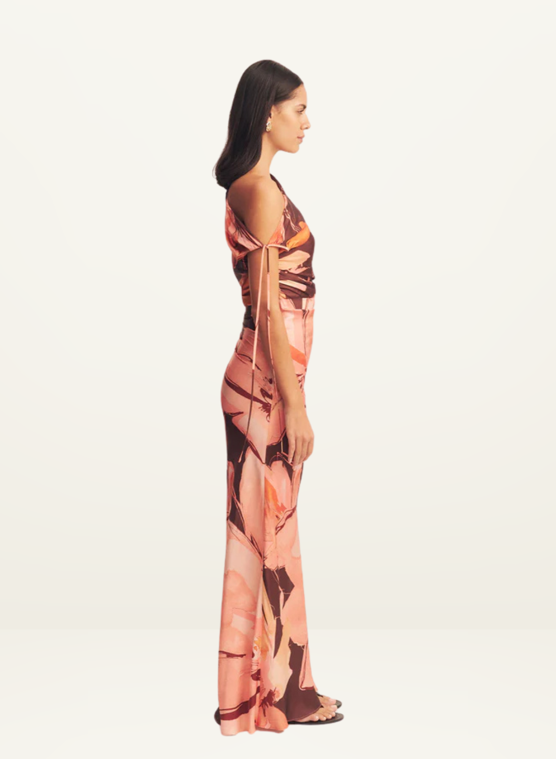 Shona Joy Emerson Gathered Asymmetrical Maxi Dress in Palermo Floral