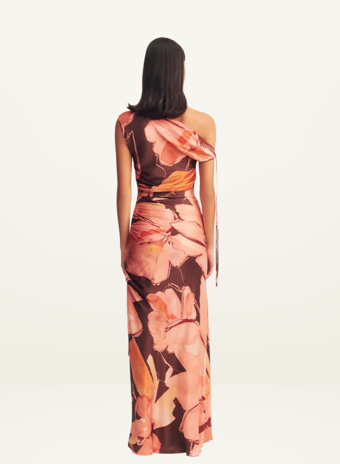 Shona Joy Emerson Gathered Asymmetrical Maxi Dress in Palermo Floral