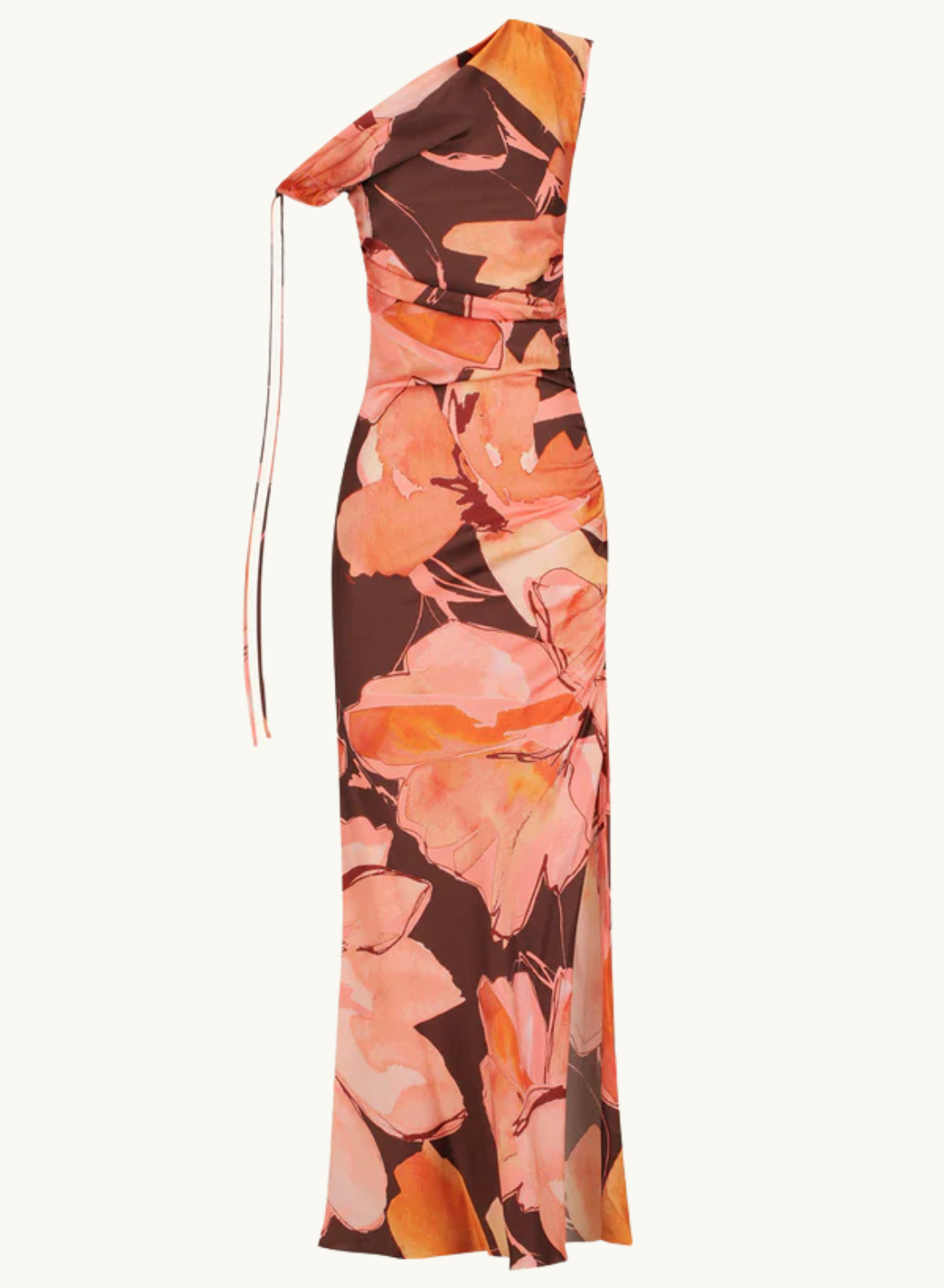 Shona Joy Emerson Gathered Asymmetrical Maxi Dress in Palermo Floral