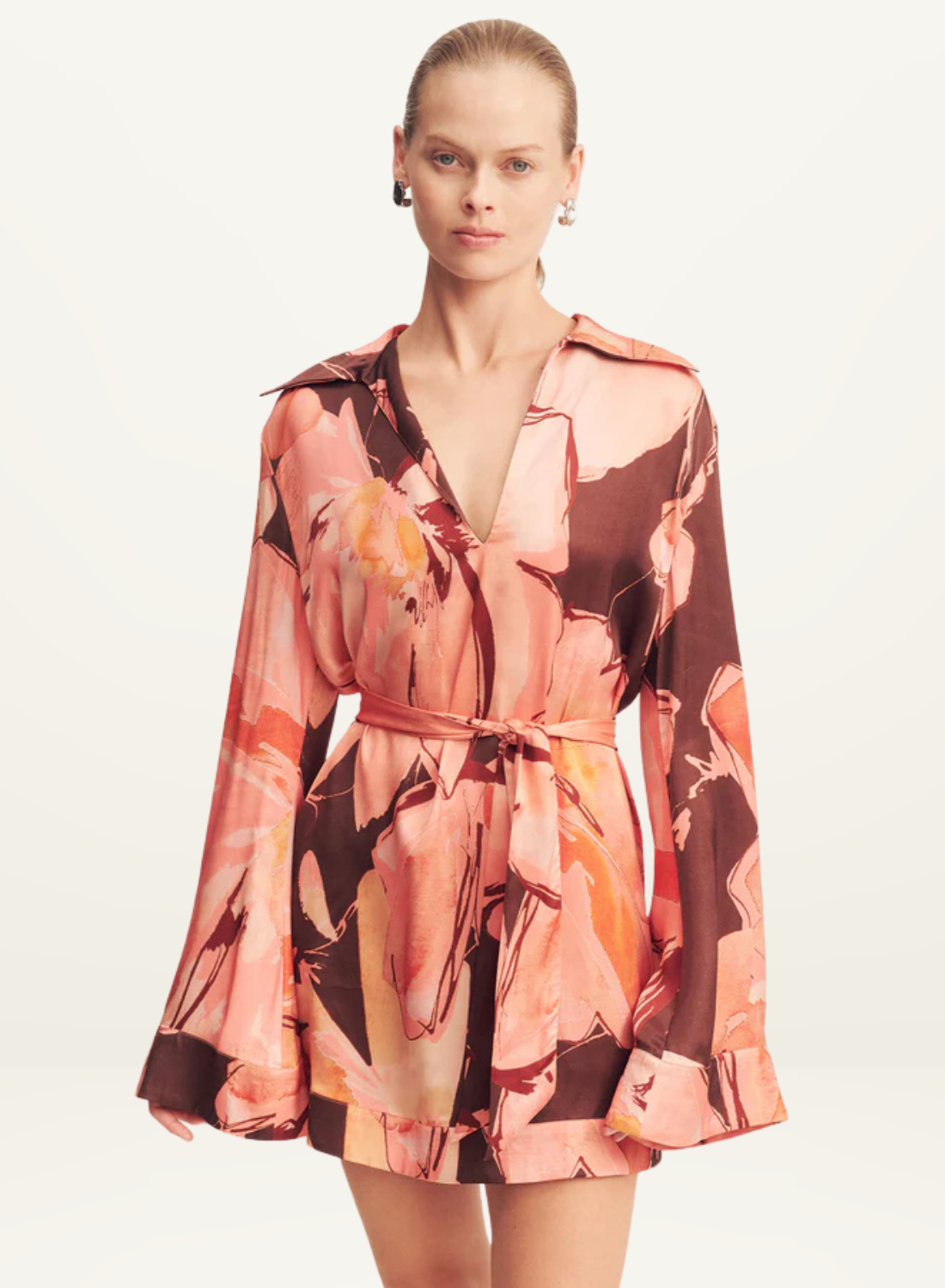 Shona Joy Emerson Gathered Shift Mini Dress in Palermo Floral