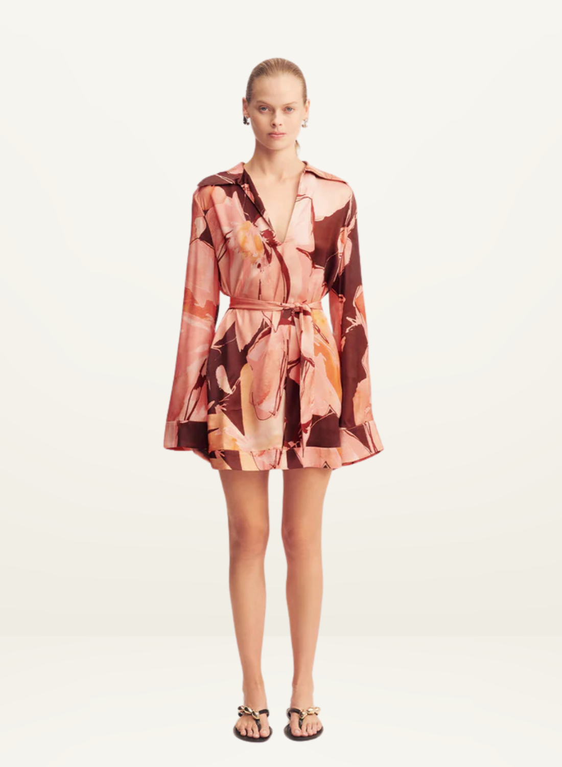 Shona Joy Emerson Gathered Shift Mini Dress in Palermo Floral