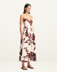Shona Joy Emmett Square Neck Panelled Midi Dress in REDWOOD