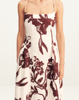 Shona Joy Emmett Square Neck Panelled Midi Dress in REDWOOD