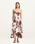 Shona Joy Emmett Square Neck Panelled Midi Dress in REDWOOD