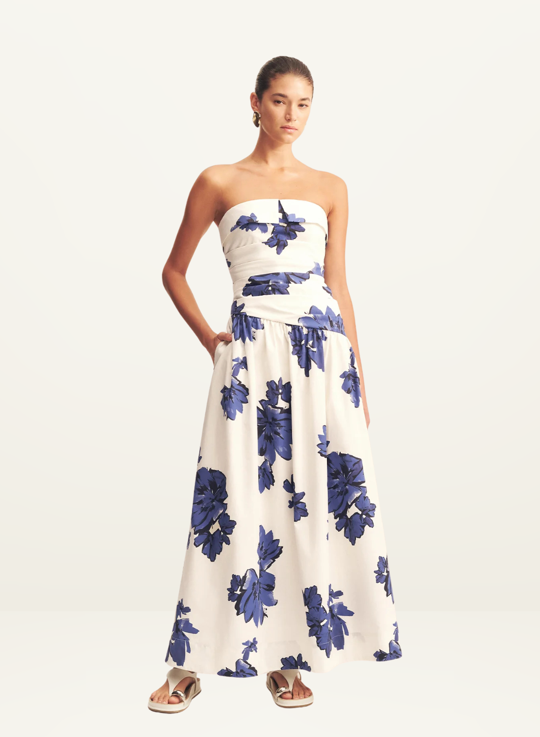 Shona Joy Enya Strapless Maxi Dress in MIDNIGHT WALLFLOWER