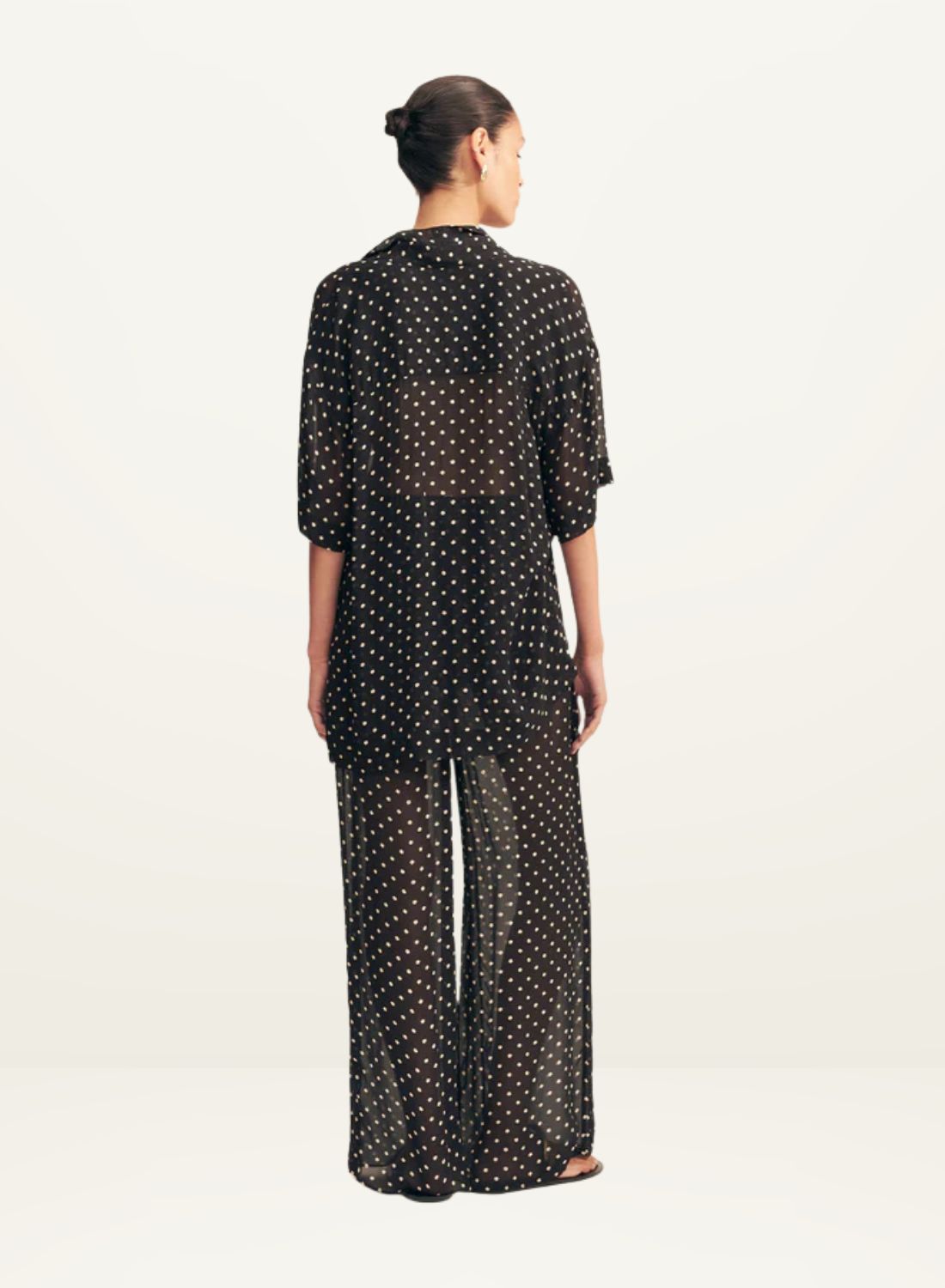 Shona Joy Houston Short Sleeve Neck Tie Shirt in NOIR POLKA