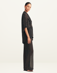 Shona Joy Houston Short Sleeve Neck Tie Shirt in NOIR POLKA