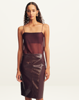 Shona Joy Lilou Patent Midi Skirt in Port Royale