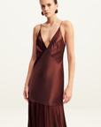 Shona Joy Moraya Plunged Maxi Dress in Coffee