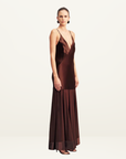 Shona Joy Moraya Plunged Maxi Dress in Coffee