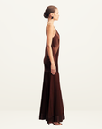 Shona Joy Moraya Plunged Maxi Dress in Coffee