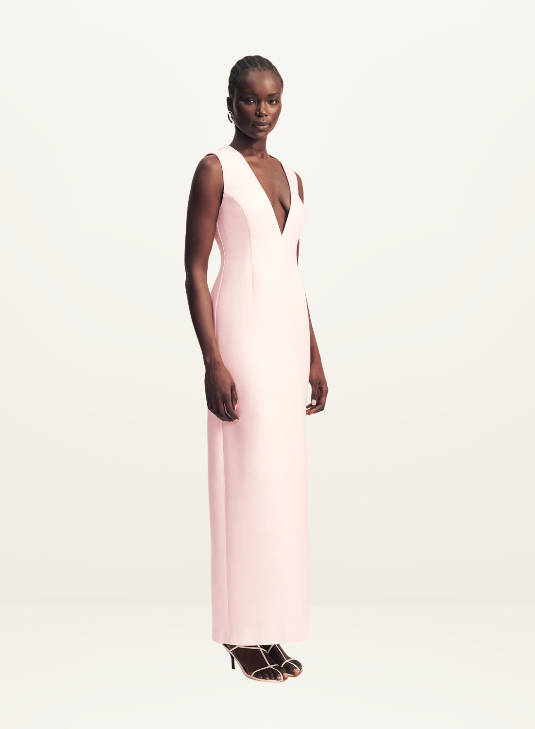 pink shona joy dress Shona Joy - Amina Flared Sleeve Plunged Maxi Dress - Fairyfloss