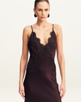Shona Joy Simona Lace Slip Maxi Dress in Espresso