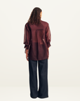 Shona Joy Tibby Silk Organza Shirt in Port Royale
