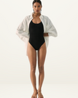 Silk Laundry Bodysuit Tank in BLACK