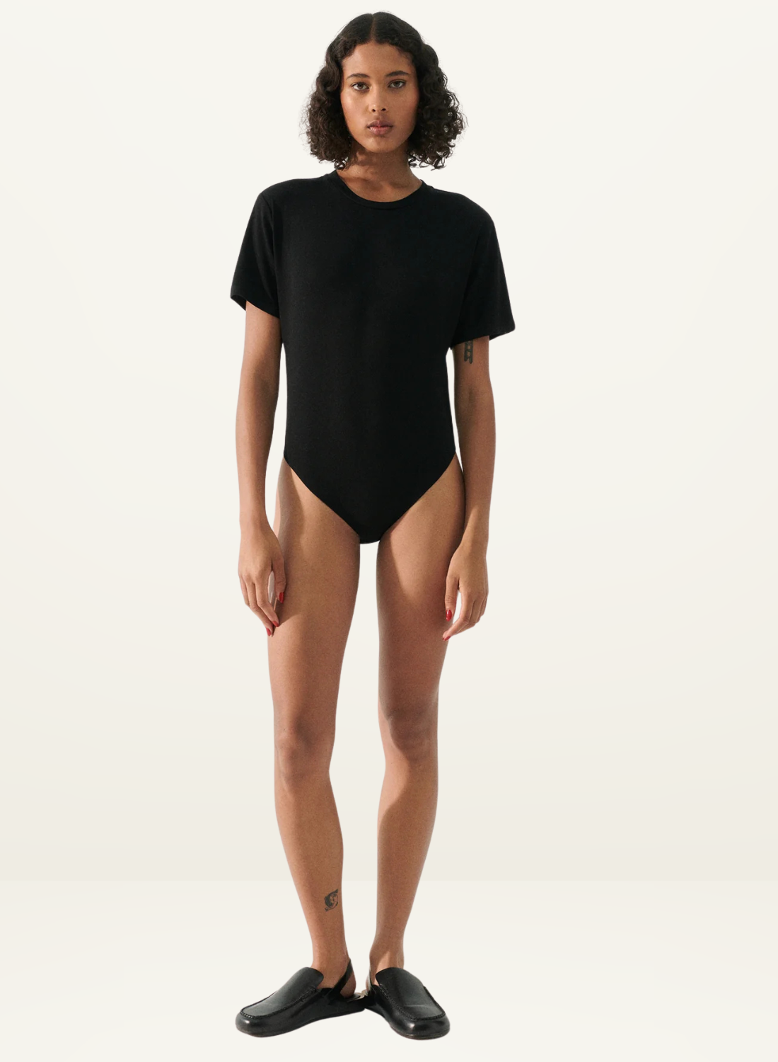 Silk Laundry Bodysuit Tee in BLACK