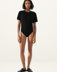 Silk Laundry Bodysuit Tee in BLACK