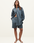 Silk Laundry Cotton Silk Boxer Shorts in SLATE
