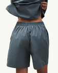Silk Laundry Cotton Silk Boxer Shorts in SLATE
