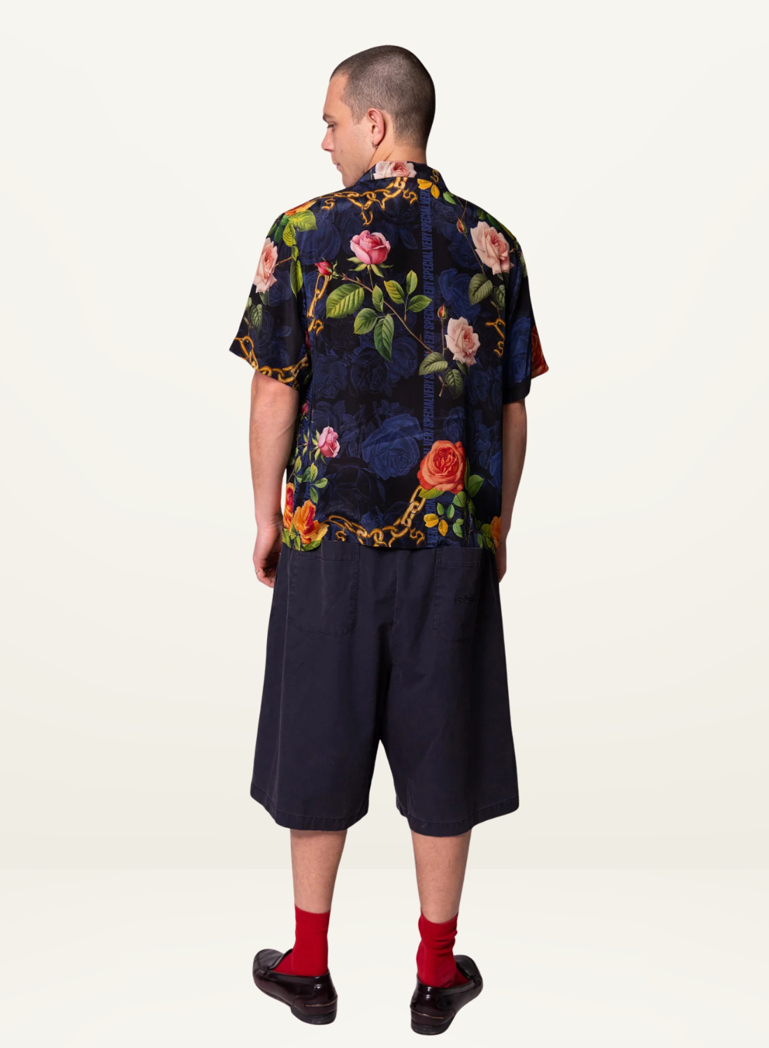 Something Very Special Chains and Roses Silk Resort Shirt in Black