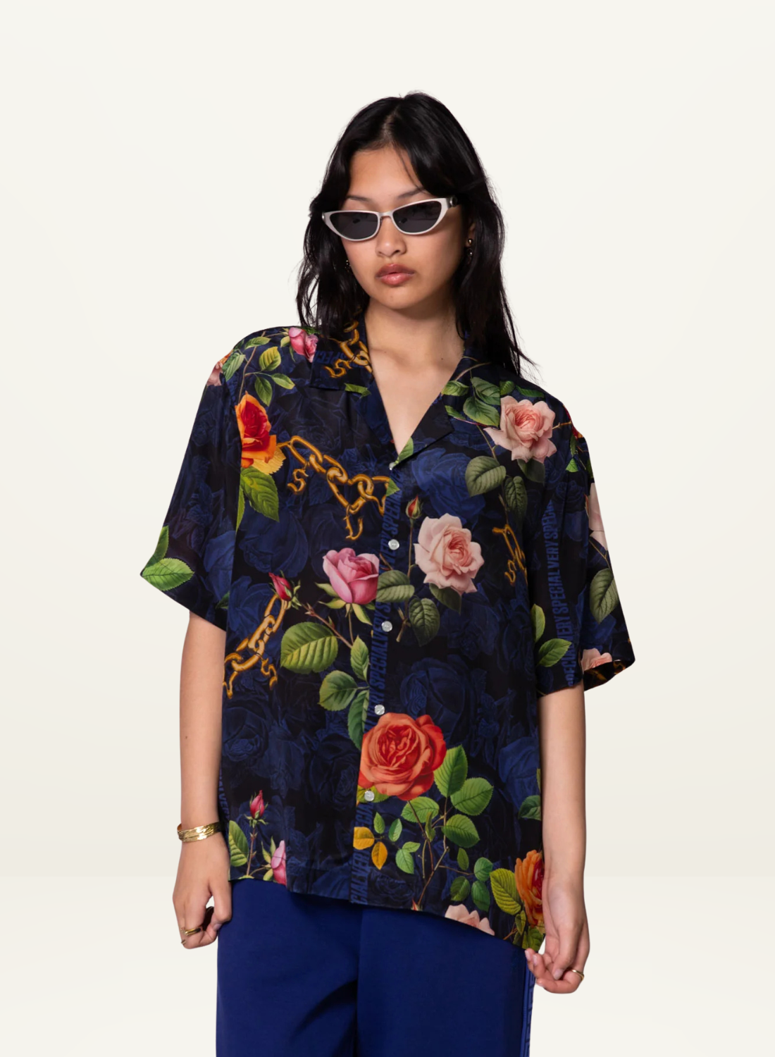 Something Very Special Chains and Roses Silk Resort Shirt in Black