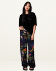 Something Very Special Chains and Roses Silk Vacay Pant in Black