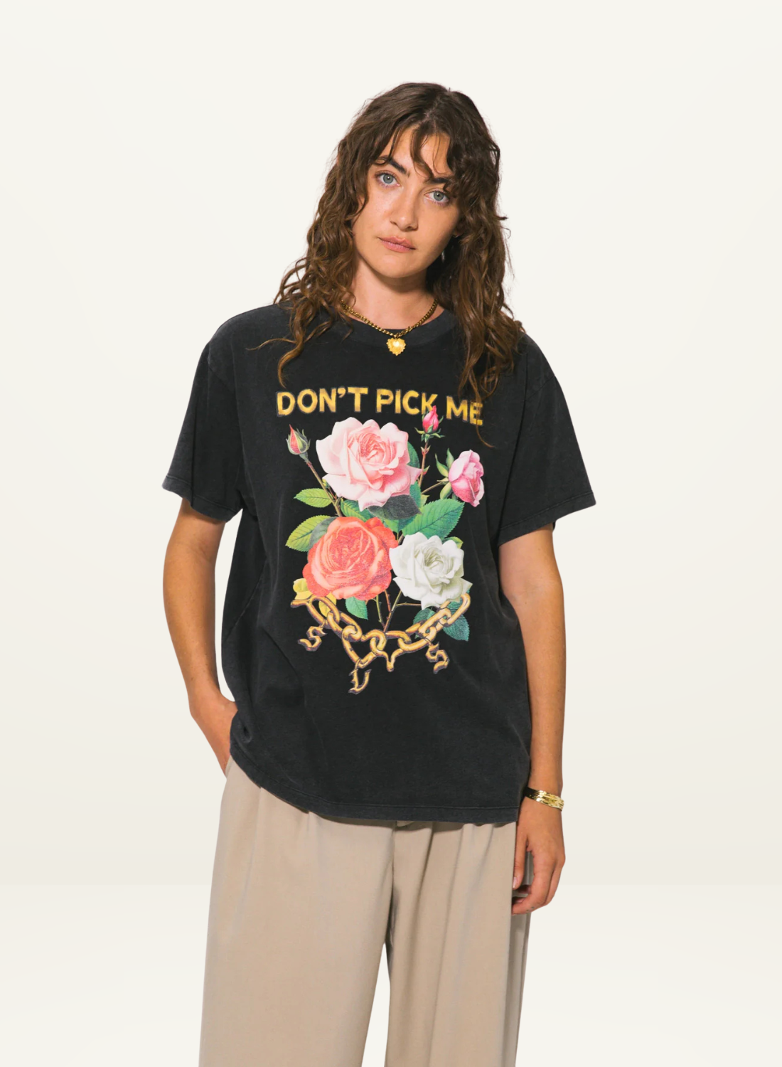 Something Very Special Don't Pick Me Graphic Boxy Tee in BLACK